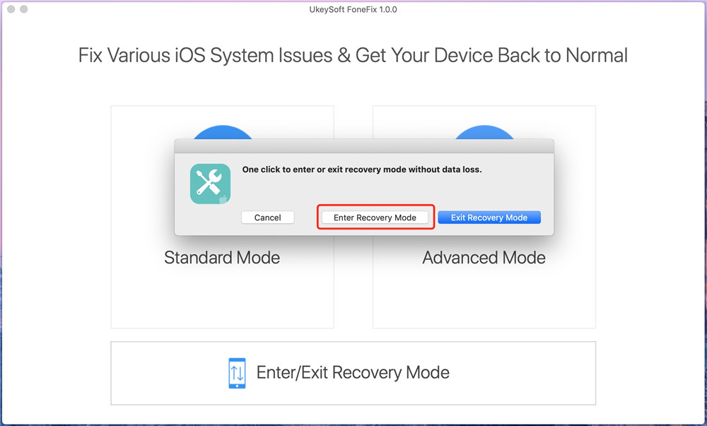 enter recovery mode fonefix