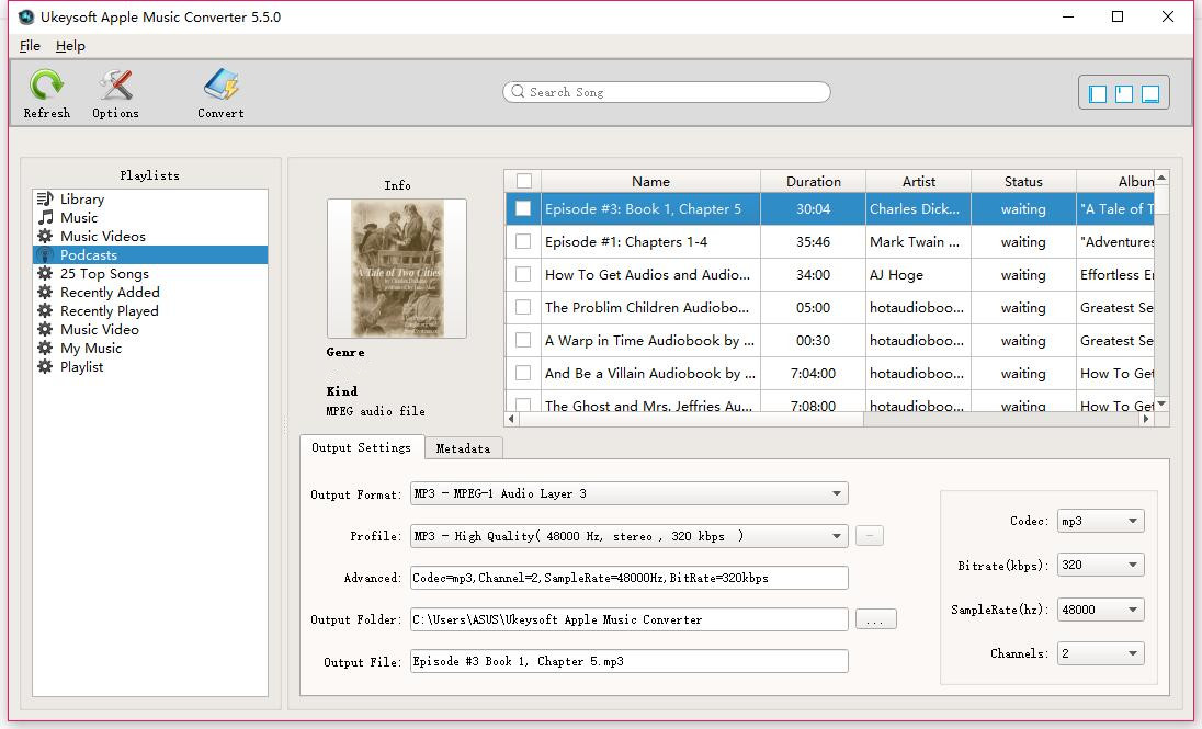 itunes audiobooks converter interface