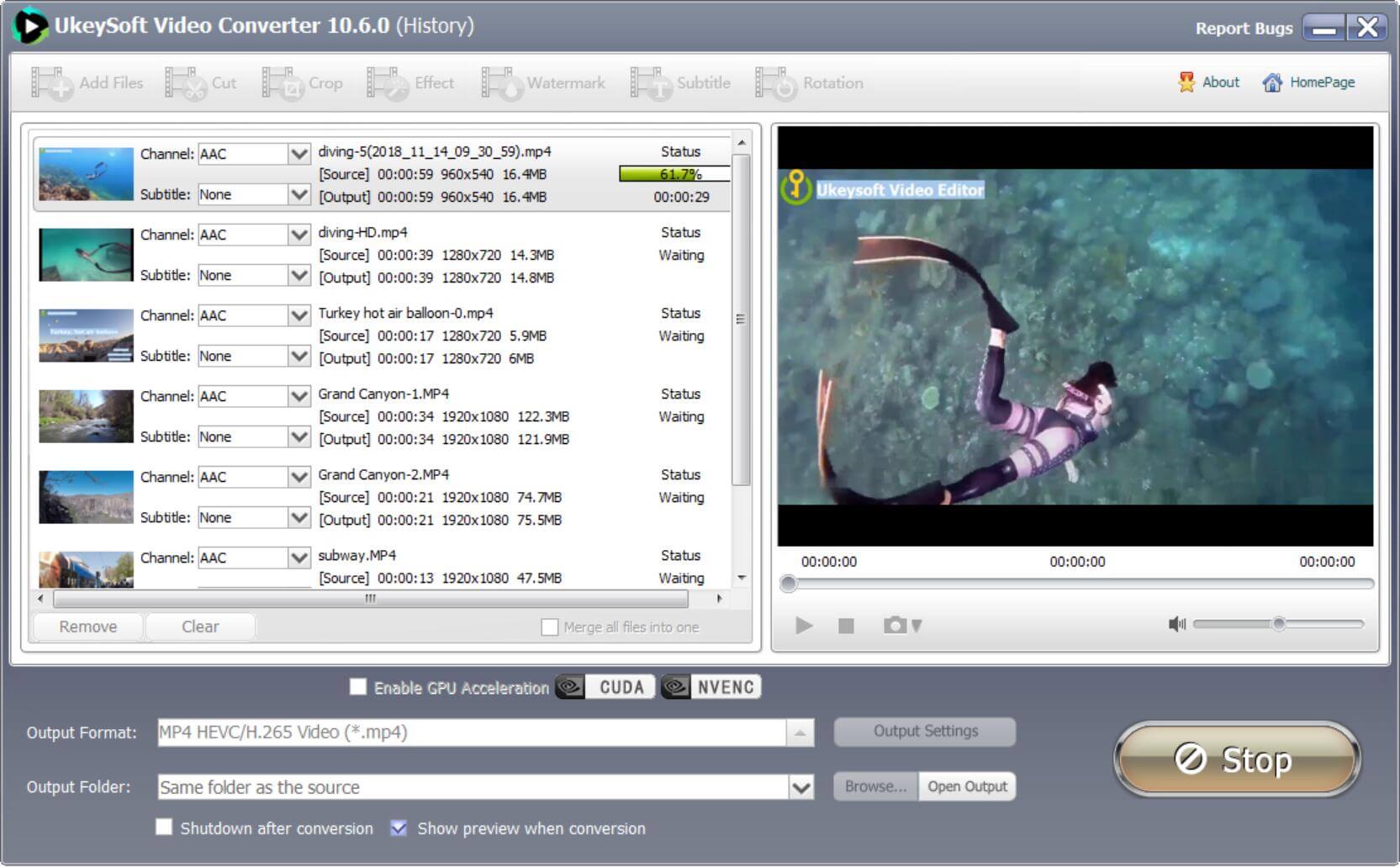 Convert Videos to HEVC/H.265 MP4