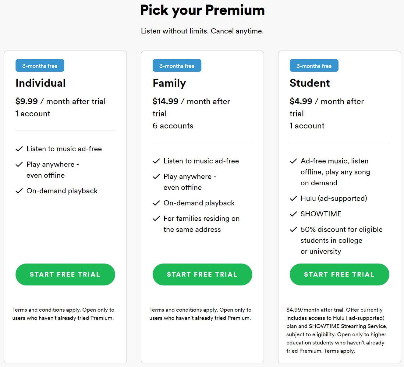 spotify premium plan