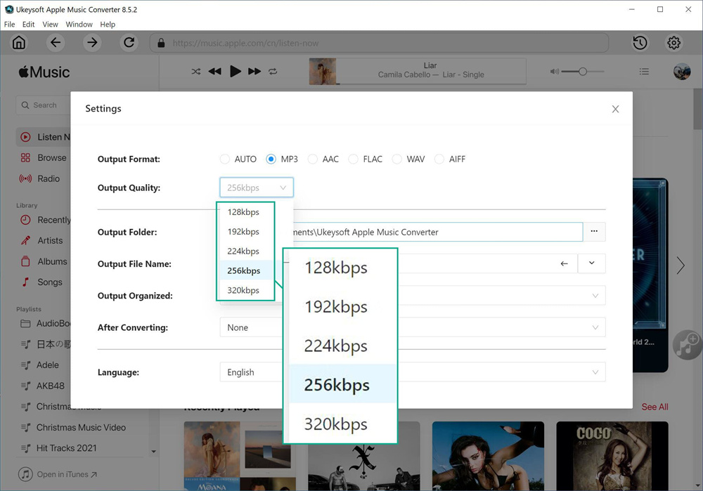 set output format