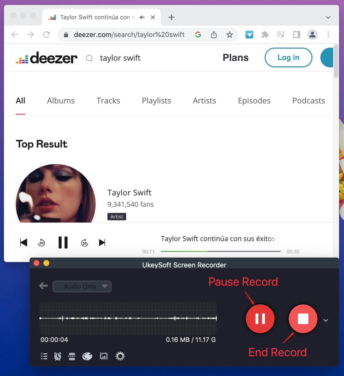 stop recording Deezer music